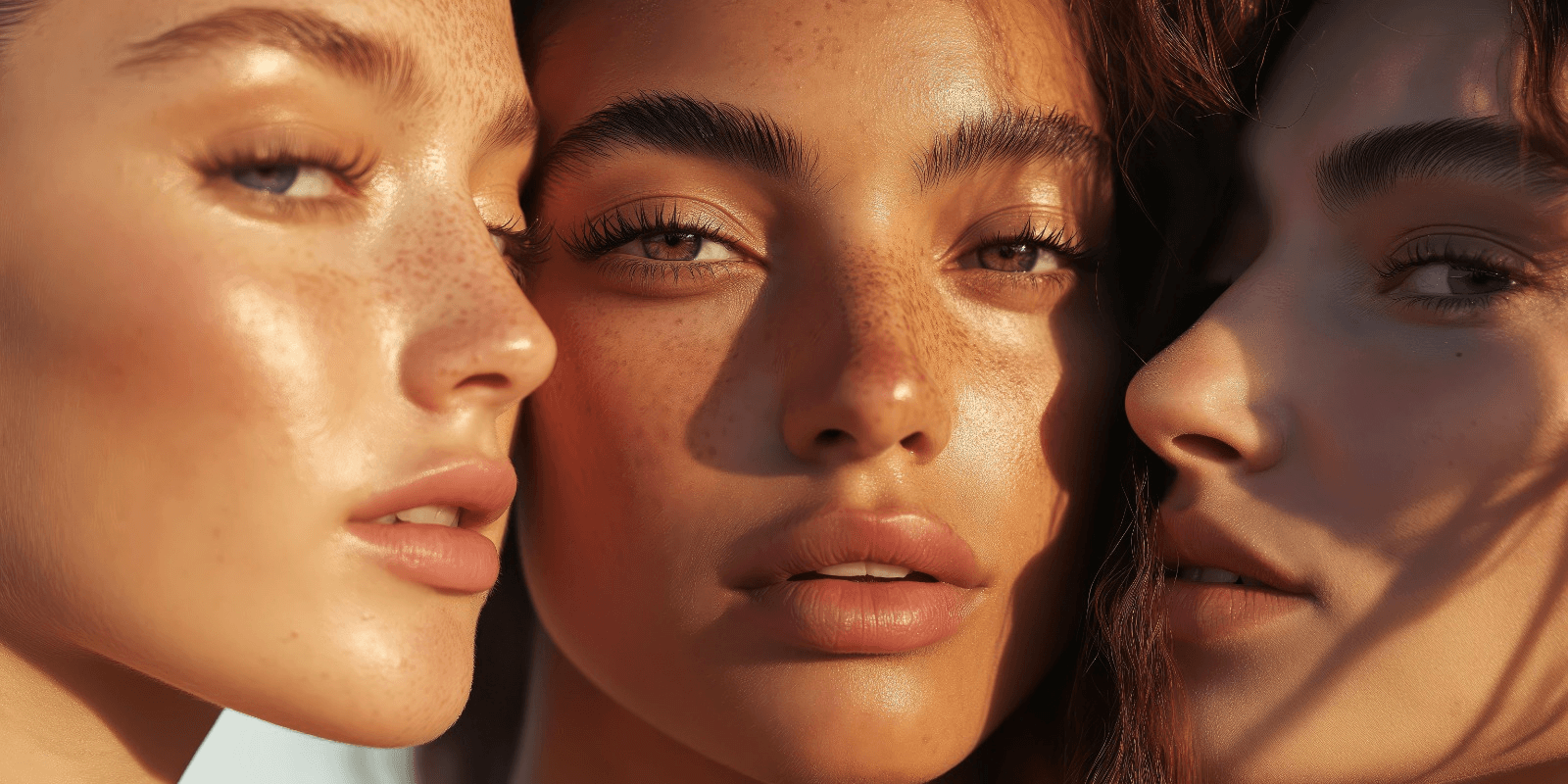 Three women with luminous, radiant skin